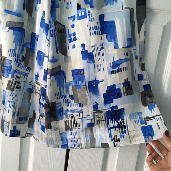 Grace Dane Lewis Blue/White Silk Skirt size 8 - Picture 3 of 8